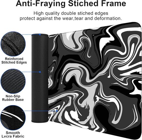 Fluid Pattern Gaming Mouse Pad for Desk,Desk Mat with 3mm Non-Slip Base,Large Mouse Pad Gaming Mousepad,Waterproof Mouse Mat Desk Pad with Seamed Edges,31.5x11.8In Mousepad for Gaming,Office,Red-Black in Saudi Arabia