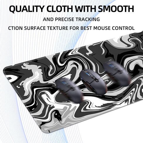 Fluid Pattern Gaming Mouse Pad for Desk,Desk Mat with 3mm Non-Slip Base,Large Mouse Pad Gaming Mousepad,Waterproof Mouse Mat Desk Pad with Seamed Edges,31.5x11.8In Mousepad for Gaming,Office,Red-Black in Saudi Arabia