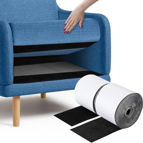 26 Ft x 4 Inch Hook and Loop Strips with Adhesive, Nylon Heavy Duty Double Sided Tape, Wall Double Stick | Keep Couch Cushions from Sliding | Ideal for Home, Office, School, and Craft Projects in Saudi Arabia