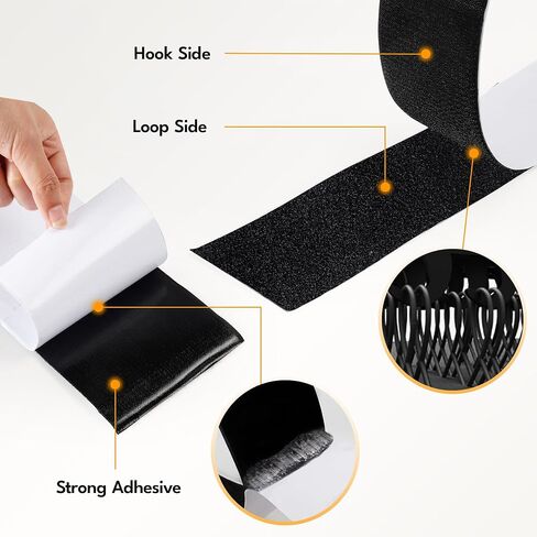 26 Ft x 4 Inch Hook and Loop Strips with Adhesive, Nylon Heavy Duty Double Sided Tape, Wall Double Stick | Keep Couch Cushions from Sliding | Ideal for Home, Office, School, and Craft Projects in Saudi Arabia