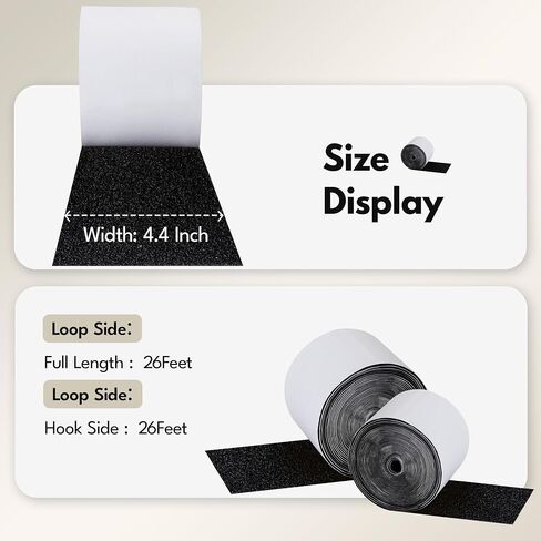 26 Ft x 4 Inch Hook and Loop Strips with Adhesive, Nylon Heavy Duty Double Sided Tape, Wall Double Stick | Keep Couch Cushions from Sliding | Ideal for Home, Office, School, and Craft Projects in Saudi Arabia
