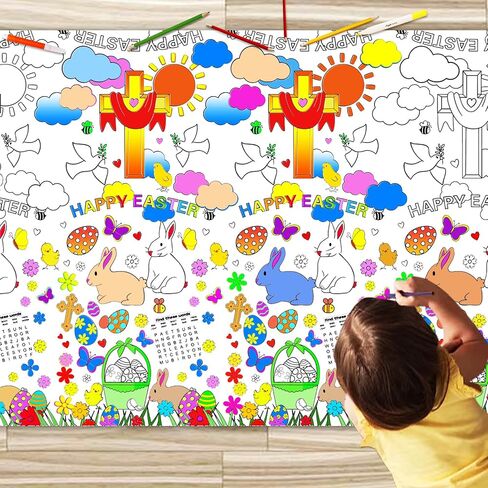 JUNQIU Christmas Coloring Tablecloth for Kids, 72 x 31Inches Giant Coloring Poster Banner - Christmas Crafts for Kids, Merry Christmas Paper Color Tablecloths - Christmas Activities for Kids in Saudi Arabia