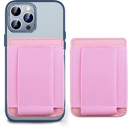 CHEAP SUNDAY Cell Phone Wallet with Finger Grip Stick on Credit Card Holder Secure Durable Unique Card Pouch Sleeve Hand Grip Sticky Wallet Compatible for iPhone and Android Phones (Pink) in Saudi Arabia