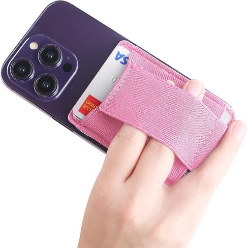 CHEAP SUNDAY Cell Phone Wallet with Finger Grip Stick on Credit Card Holder Secure Durable Unique Card Pouch Sleeve Hand Grip Sticky Wallet Compatible for iPhone and Android Phones (Pink) in Saudi Arabia