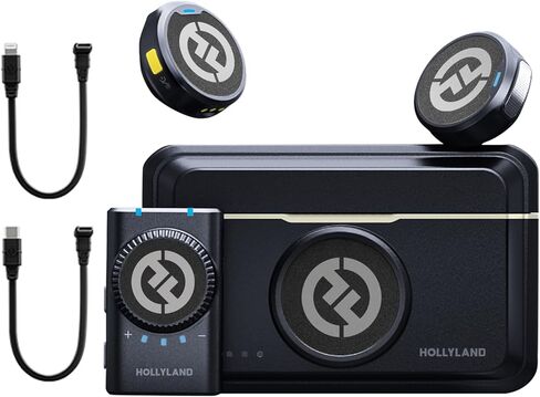 ميكروفون Hollyland Lark M2 اللاسلكي Lavalier لهاتف iPhone 15/15 pro/15pro max/Android، صوت هاي فاي، ميكروفون صغير، نطاق لوس 300 متر، إلغاء الضوضاء، مدة 30 ساعة لمدونة الفيديو يوتيوب - أسود in Kuwait