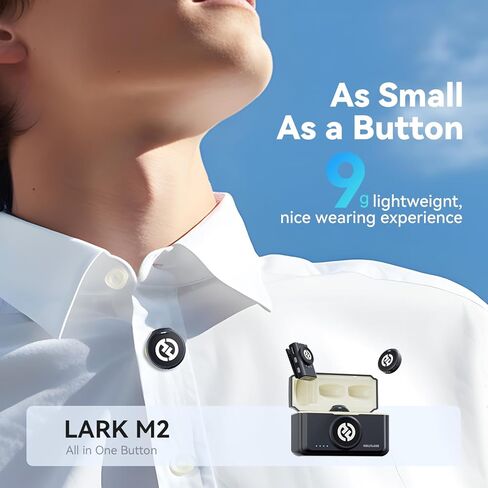 ميكروفون Hollyland Lark M2 اللاسلكي Lavalier لهاتف iPhone 15/15 pro/15pro max/Android، صوت هاي فاي، ميكروفون صغير، نطاق لوس 300 متر، إلغاء الضوضاء، مدة 30 ساعة لمدونة الفيديو يوتيوب - أسود in Kuwait