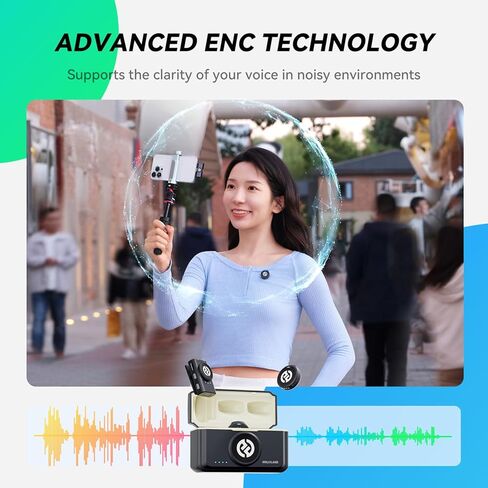 ميكروفون Hollyland Lark M2 اللاسلكي Lavalier لهاتف iPhone 15/15 pro/15pro max/Android، صوت هاي فاي، ميكروفون صغير، نطاق لوس 300 متر، إلغاء الضوضاء، مدة 30 ساعة لمدونة الفيديو يوتيوب - أسود in Kuwait