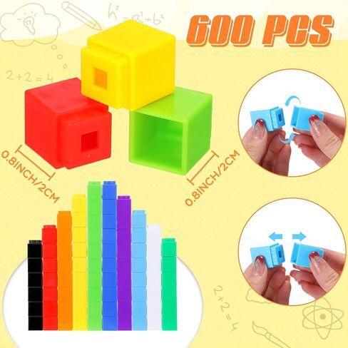 Shappy 600 Pcs Math Cubes Educational Counting Toy Math Manipulatives Counting Cubes Connecting Counting Blocks for Early Math Skills Learning Classroom Homeschool Supplies in Saudi Arabia