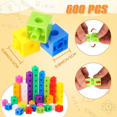 Shappy 600 Pcs Math Cubes Educational Counting Toy Math Manipulatives Counting Cubes Connecting Counting Blocks for Early Math Skills Learning Classroom Homeschool Supplies in Saudi Arabia