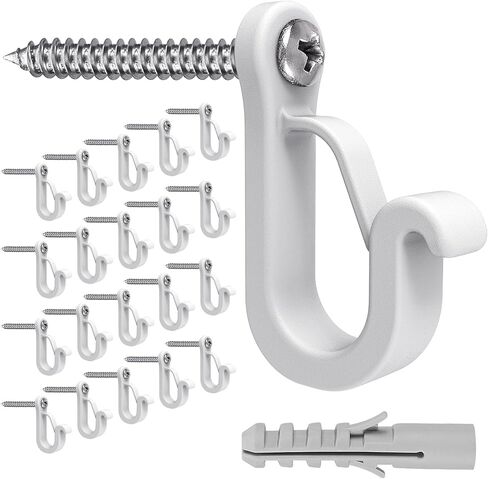 Dolibest 20 Pack Q-Hanger Hooks, Screws-in Hooks for Home Christmas Lights Hanger, String Light Hooks for Garage New Year Party Outdoor Easy Release Wire and Fairy Led Lights, Safety Buckle Design in Kuwait