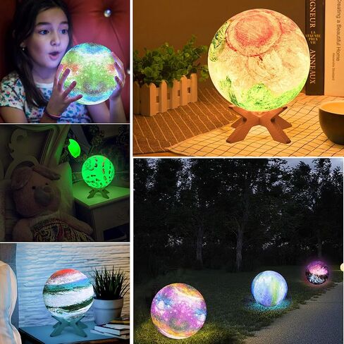 SHINECLOUD Paint Your Own Moon Lamp Kit 5.9'', Arts & Crafts Kit Art Supplies for Kids/Boys/Girls, Rechargeable 16 Colors DIY Night Light with Remote Control/Touch Sensor/Wooden Stand in Kuwait