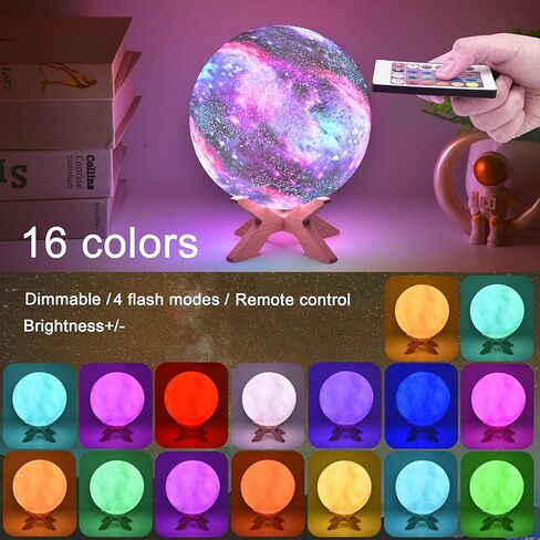 SHINECLOUD Paint Your Own Moon Lamp Kit 5.9'', Arts & Crafts Kit Art Supplies for Kids/Boys/Girls, Rechargeable 16 Colors DIY Night Light with Remote Control/Touch Sensor/Wooden Stand in Kuwait