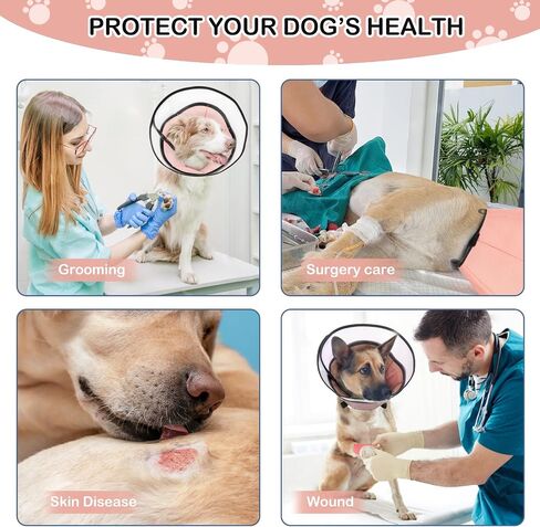 XL Dog Cone Collar for Large Dog，Dog Collar After Surgery to Stop Licking, Soft Dog Cone for Pet 360°Vision Protective Dog Recovery Collars & Cones Pink in Saudi Arabia