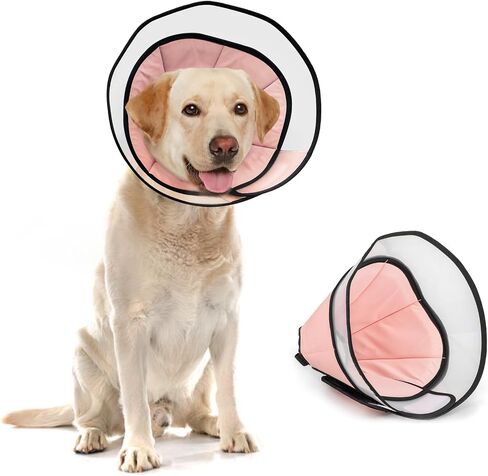 XL Dog Cone Collar for Large Dog，Dog Collar After Surgery to Stop Licking, Soft Dog Cone for Pet 360°Vision Protective Dog Recovery Collars & Cones Pink in Saudi Arabia