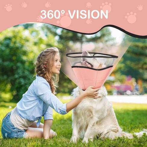 XL Dog Cone Collar for Large Dog，Dog Collar After Surgery to Stop Licking, Soft Dog Cone for Pet 360°Vision Protective Dog Recovery Collars & Cones Pink in Saudi Arabia