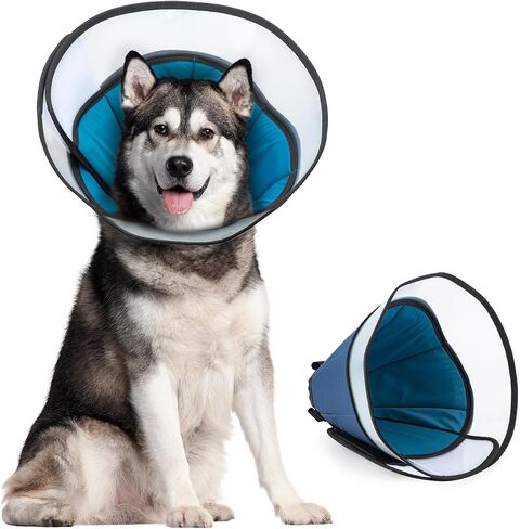 XL Dog Cone Collar for Large Dog，Dog Collar After Surgery to Stop Licking, Soft Dog Cone for Pet 360°Vision Protective Dog Recovery Collars & Cones Pink in Saudi Arabia