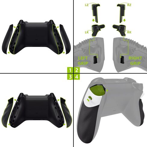 eXtremeRate Flexor Rubberized Side Rails Grips Trigger Stopper Kit for Xbox Series X/S Controller, Ergonomic Handle Grips for Xbox Core Controller - Black in Saudi Arabia