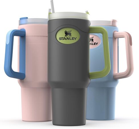 حذاء حماية من السيليكون مغلف متوافق مع كأس ستانلي 40oz Quencher مع مقبض، حافظة كاملة للجسم (وردي) in Saudi Arabia