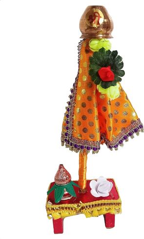 قطعة عرض Gudi قابلة للطي مصنوعة يدويًا مع وعاء نحاسي مقلوب صناعي، ساري لـ Gudi Padwa، قطعة عرض Gudi هدية Gudi Padwa، هدية إرجاع، هدية تدفئة منزلية قابلة للطي باللون البرتقالي in Saudi Arabia