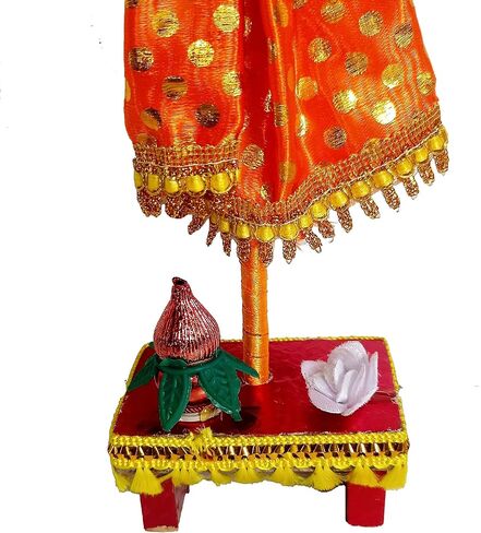 قطعة عرض Gudi قابلة للطي مصنوعة يدويًا مع وعاء نحاسي مقلوب صناعي، ساري لـ Gudi Padwa، قطعة عرض Gudi هدية Gudi Padwa، هدية إرجاع، هدية تدفئة منزلية قابلة للطي باللون البرتقالي in Saudi Arabia
