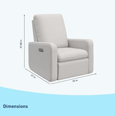 Graco Teddi Power Recliner Swivel Glider (Ivory Basketweave) - معتمد من GREENGUARD Gold، رغوة معتمدة من CertiPUR-US، كرسي كهربائي إلكتروني، شاحن USB-A وUSB-C، توسيد وراحة ممتازين in Kuwait