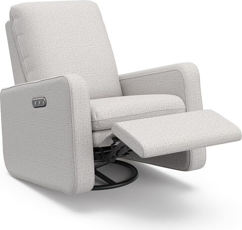 Graco Teddi Power Recliner Swivel Glider (Ivory Basketweave) - معتمد من GREENGUARD Gold، رغوة معتمدة من CertiPUR-US، كرسي كهربائي إلكتروني، شاحن USB-A وUSB-C، توسيد وراحة ممتازين in Kuwait