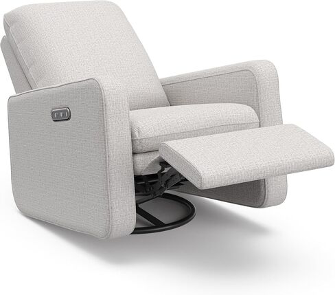 Graco Teddi Power Recliner Swivel Glider (Ivory Basketweave) - معتمد من GREENGUARD Gold، رغوة معتمدة من CertiPUR-US، كرسي كهربائي إلكتروني، شاحن USB-A وUSB-C، توسيد وراحة ممتازين in Kuwait
