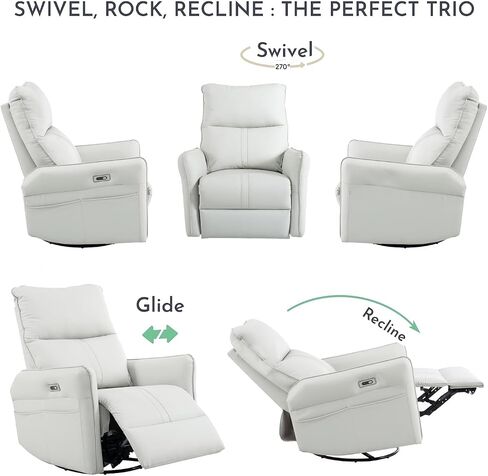 HABUHOME 270 Rocker, Electric Sofa with USB Ports, Power Swivel Glider, Rocking Chair Nursery Recliners for Living Room Bedroom(Light Gray) in Saudi Arabia