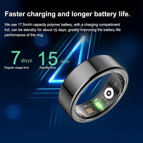 Smart Ring, Health Tracker with Free Subscription, Sleep Tracking Wearable, Heart Rate, Blood Oxygen, Fitness Tracker with Charging Case, Great Gift for Women & Men, Black in Saudi Arabia