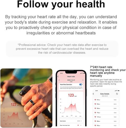 TIVUZVO Smart Ring,Fitness Tracker Ring,Sleep Tracker Ring-No App Subscription,Sleep Tracker, Track Recovery, Fitness Tracker (Rose Gold, US-8) in Saudi Arabia