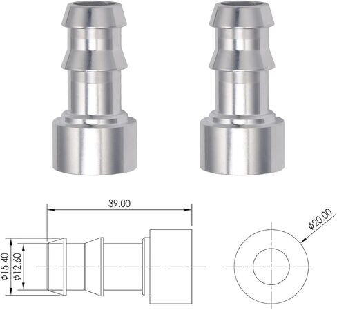 Podavelle 3/8 Inch Weld On Hose Barb Bung Nipple Fitting Adapter Aluminum Natural, Pack of 2 in Saudi Arabia