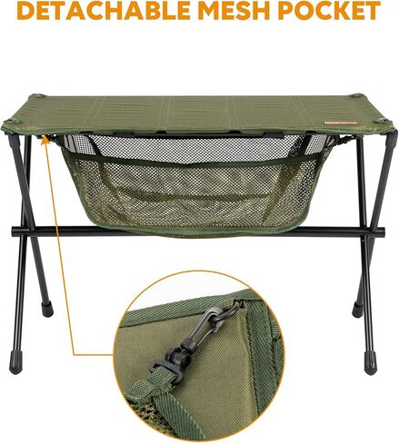 TOBTOS Folding Camping Table, Portable Hard Top Camp Table with Mesh Storage and Carry Bag, Small Camping Table for Outdoor, Backpacking, BBQ, Beach, Fishing (Green) in Saudi Arabia
