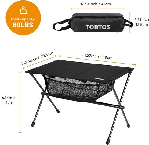 TOBTOS Folding Camping Table, Portable Hard Top Camp Table with Mesh Storage and Carry Bag, Small Camping Table for Outdoor, Backpacking, BBQ, Beach, Fishing (Green) in Saudi Arabia