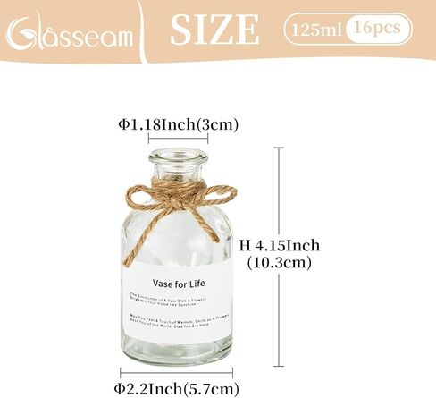 مزهريات زجاجية صغيرة برعم من الزجاج: مزهرية زهرة صغيرة شفافة مجموعة كبيرة من 16 مزهرية بوهو للديكور المزهريات الزخرفية اللطيفة لزجاجات الزهور قطع مركزية لطاولات الزفاف ديكورات غرفة المعيشة المنزلية in Kuwait