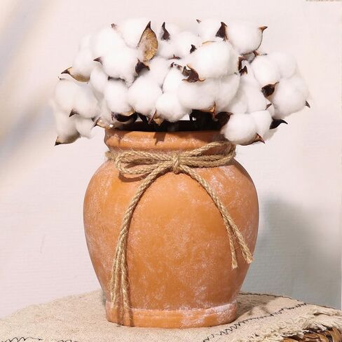 Comsaf Terracotta Rustic Vase - Farmhouse Ceramic Flower Vases, Vintage Home Decoration Vase, Clay Vase, Vase Centerpiece for Table, Vase for Living Room, Bathroom, Shelf Decor, 8.6 Inch, Terracotta in Saudi Arabia