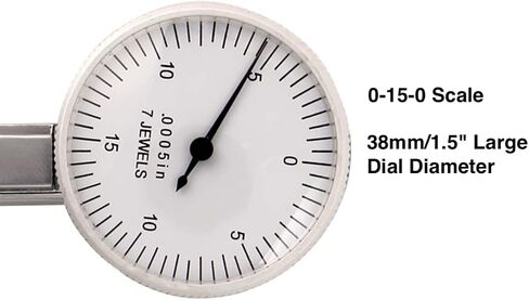 7 Jewels Dial Test Indicator, Gauge Range 0.03" Graduation 0.0005" Accuracy 0.0004", 0-15-0 Scale in Saudi Arabia