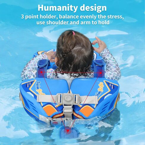 Swimbobo Newest Non Inflatable Baby Float Cloth Swim Shoulder Trainer Toddler Pool Floats with Canopy for 8-36 Months in Kuwait