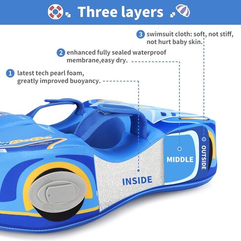 Swimbobo Newest Non Inflatable Baby Float Cloth Swim Shoulder Trainer Toddler Pool Floats with Canopy for 8-36 Months in Kuwait