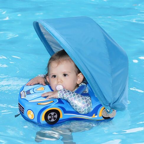 Swimbobo Newest Non Inflatable Baby Float Cloth Swim Shoulder Trainer Toddler Pool Floats with Canopy for 8-36 Months in Kuwait