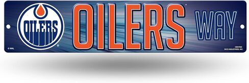 Rico Industries NHL Hockey Edmonton Oilers Plastic 4" x 16" Street Sign in Saudi Arabia