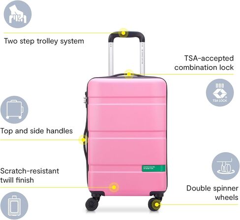 United Colors of Benetton Now Hardside Luggage with Spinner Wheels, Light Blue, Checked-Medium 23 Inch in Saudi Arabia