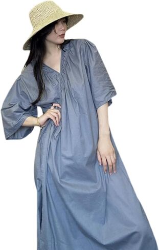 Ailizeye Women's Pajamas Long Sleeve V-Neck 100 Cotton Printed Comfortable Casual Chinese Style Pajamas Robe in Saudi Arabia