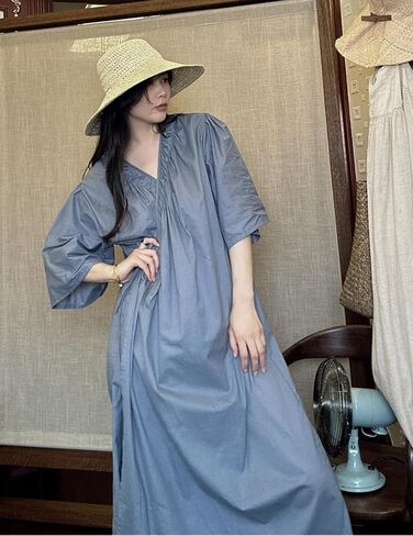 Ailizeye Women's Pajamas Long Sleeve V-Neck 100 Cotton Printed Comfortable Casual Chinese Style Pajamas Robe in Saudi Arabia