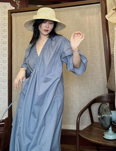 Ailizeye Women's Pajamas Long Sleeve V-Neck 100 Cotton Printed Comfortable Casual Chinese Style Pajamas Robe in Saudi Arabia