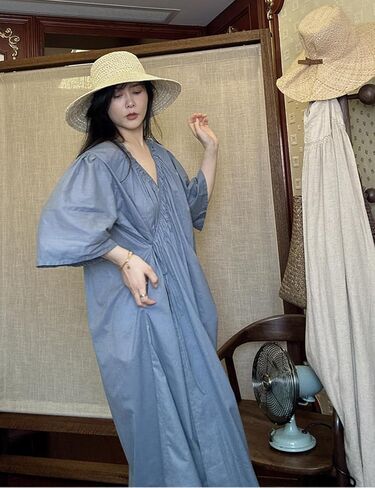Ailizeye Women's Pajamas Long Sleeve V-Neck 100 Cotton Printed Comfortable Casual Chinese Style Pajamas Robe in Saudi Arabia