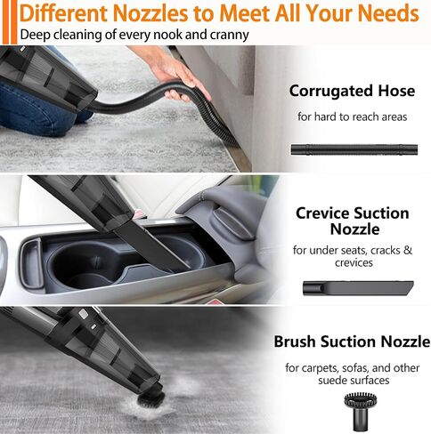 JLOVEEC Cordless Handheld Vacuum, 60w Motor, HEPA Filter, Portable, Lightweight, Handheld Vacuum Cleaner for Car Home Pet Hair, Wireless Hand Vacuum with LED, Black in Saudi Arabia