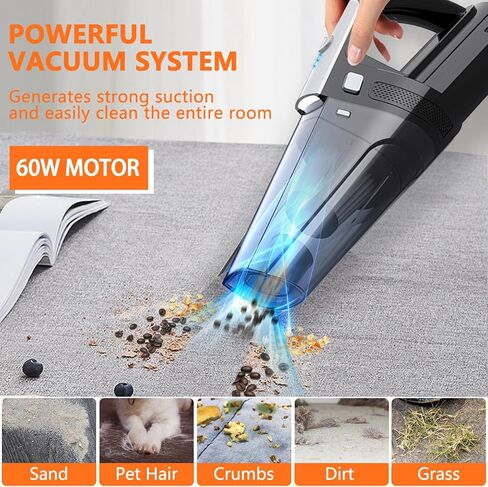 JLOVEEC Cordless Handheld Vacuum, 60w Motor, HEPA Filter, Portable, Lightweight, Handheld Vacuum Cleaner for Car Home Pet Hair, Wireless Hand Vacuum with LED, Black in Saudi Arabia