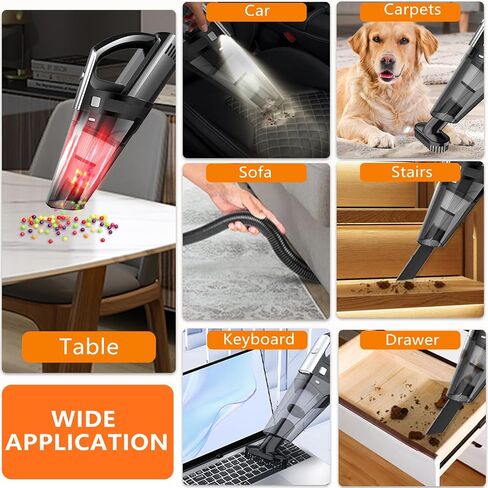 JLOVEEC Cordless Handheld Vacuum, 60w Motor, HEPA Filter, Portable, Lightweight, Handheld Vacuum Cleaner for Car Home Pet Hair, Wireless Hand Vacuum with LED, Black in Saudi Arabia