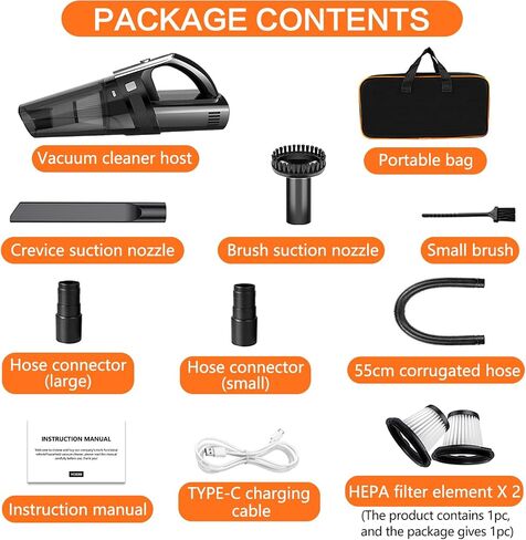 JLOVEEC Cordless Handheld Vacuum, 60w Motor, HEPA Filter, Portable, Lightweight, Handheld Vacuum Cleaner for Car Home Pet Hair, Wireless Hand Vacuum with LED, Black in Saudi Arabia