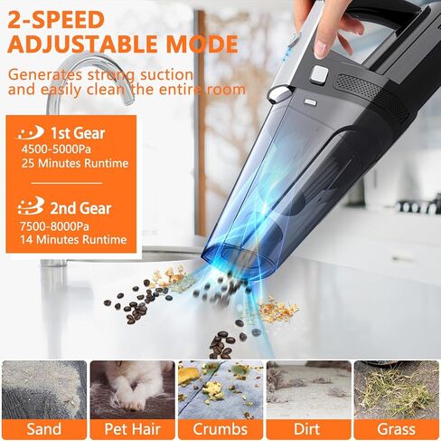 JLOVEEC Cordless Handheld Vacuum, 60w Motor, HEPA Filter, Portable, Lightweight, Handheld Vacuum Cleaner for Car Home Pet Hair, Wireless Hand Vacuum with LED, Black in Saudi Arabia